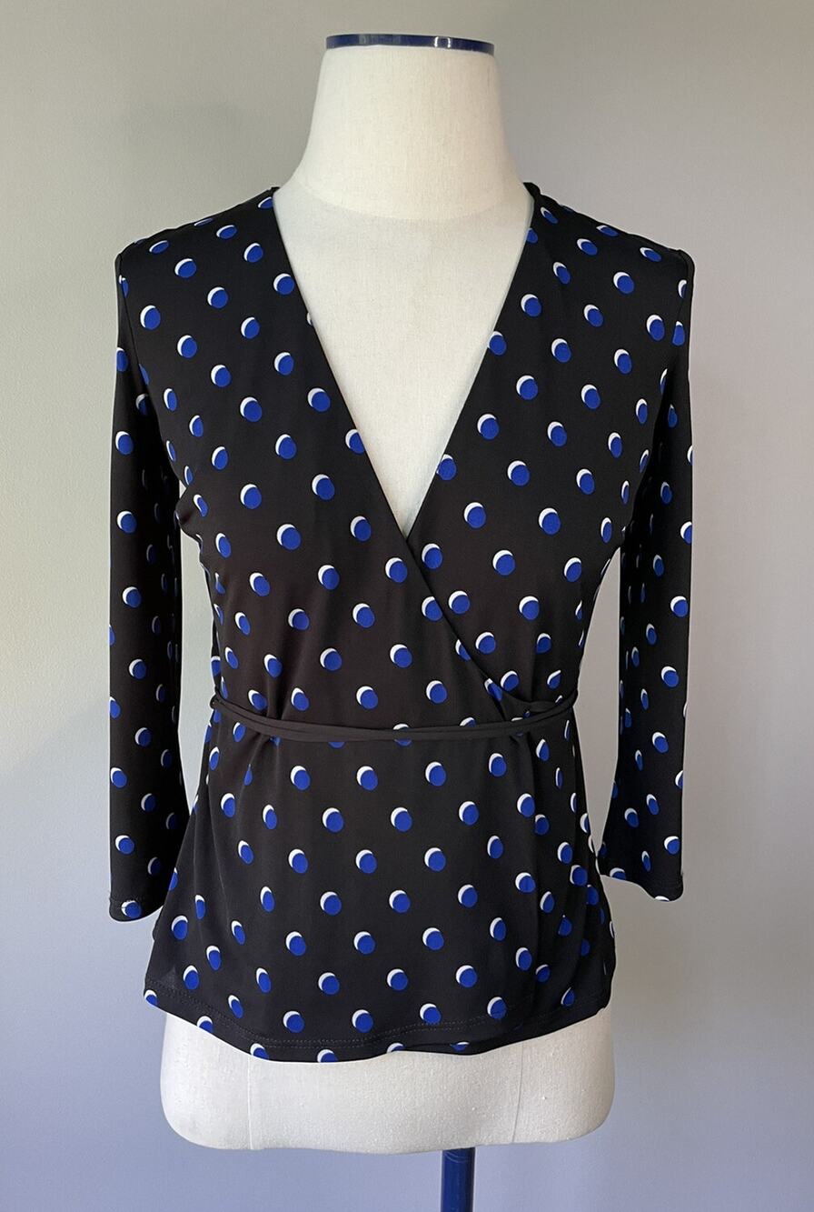 Bailey 44 Women's Size XS Wrap Blouse Career Top Black 3/4 sleeves